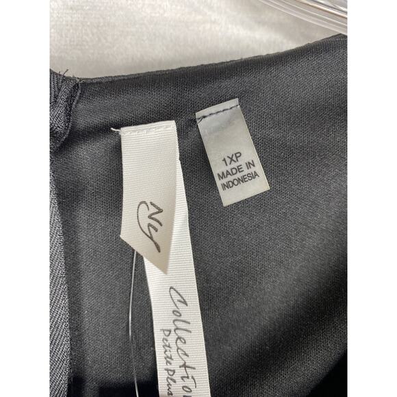 NY Collection Jumpsuit Womens 1XP Petite Black Polka Dot Cap Sleeve Romper NWT - Picture 2 of 10